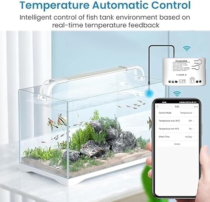1CH Tuya Intelligent Temperature Sensor,85-250V Dry Contact Relay,Wireless Intelligent Monitoring,Temperature Control of Greenhouse Hatching Fish Tank seedlings,Compatible with Alexa Google Home