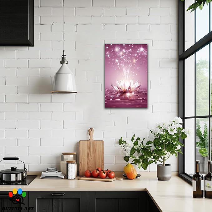 Zen White Lotus Flower Canvas Wall Art, Water Lily Bloom Picture, Lotus Flower Canvas Art Print, Calm Relax Poster, Meditation Spiritual Zen Flower Print for Yoga Spa Spiritual Room 32x48 inch