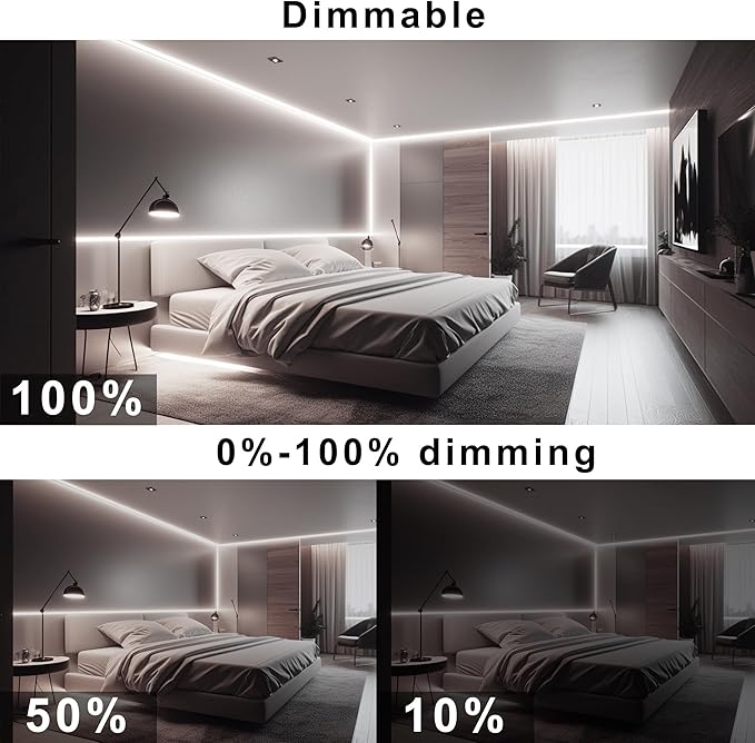 COB LED Strip, White LED Strip Lights 32.8ft, Neutral White 4000K LED Light Dimmable LED Strip, CRI92+, 8mm Width, 24V Flexible COB LED Tape Light for TV, Bedroom, Kitchen Cabinet, Closet.
