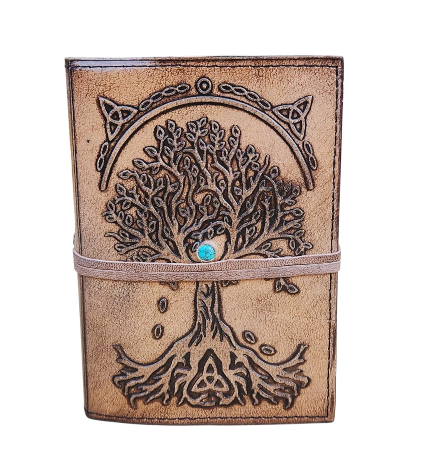 Handmade Leather Journal Tree of Life - Vintage Brown Diary with Lined Pages, Embossed Celtic Notebook, Refillable Sketchbook, Gift for Writers, Artists, Witches, Travelers