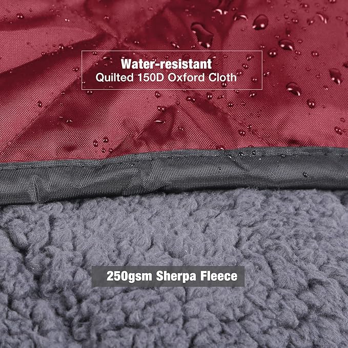 REDCAMP Large Warm Blanket with Sherpa Lining, Cold Weather Outdoor Blanket Windproof for Camping Stadium, Machine Washable 79"x 79" Red