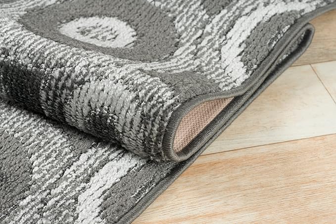 Custom Length Cut to Size Retro Modern Geometric Carpet Runner Rug for Hallways, Non Slip Rubber Backed, 31 inch Wide X Customized Length, Geo Grey, 31 inch X 17 feet
