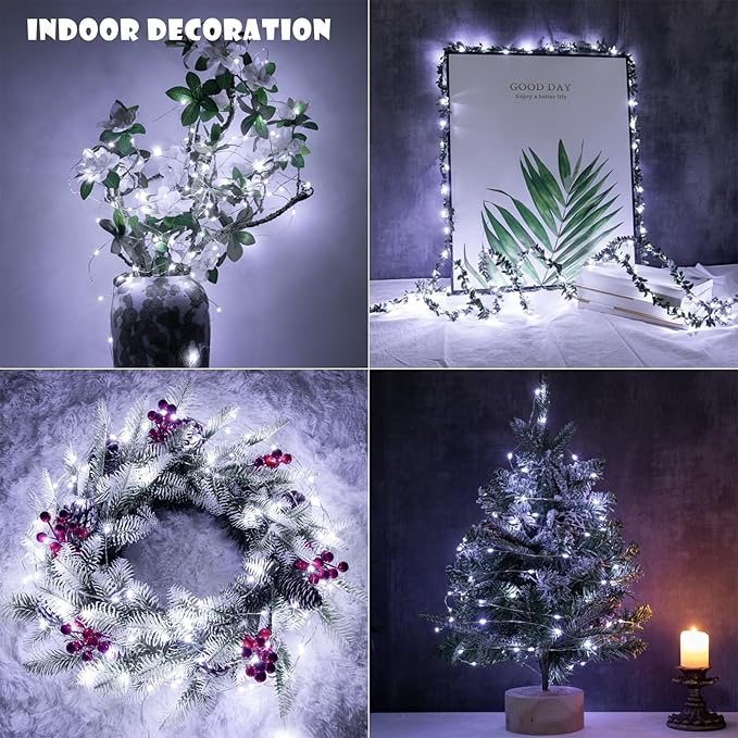 Fairy Lights Plug in,164FT 1000 LEDs Waterproof Led String Lights,8 Modes Remote Twinkle Light for Bedroom Window Weddings Christmas Holiday Decoration,Silver Wire,2 Inch Led Space,Cool White