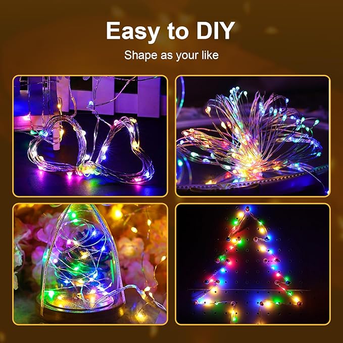 ZGWJ Fairy Lights Battery Operated, 12 Pack Colorful Mini String Lights 20 LED 7ft Waterproof 3 Lighting Modes for Bedroom, Halloween, Christmas, Party Indoor and Outdoor Decoration