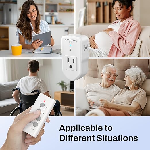 BN-LINK Wireless Remote Control Outlet Electrical Switch for Lights, Fans, Christmas Lights, Small Appliance, 100ft Long Range White (Learning Code, 3Rx-2Tx) 1200W/10A, ETL & FCC Certified