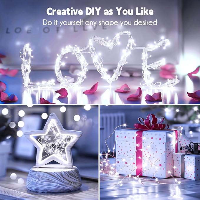 Fairy Lights Plug in, 99Feet 300LEDs Pure White String Lights, Waterproof Flexible Silver Wire Starry Lights for Bedroom Dorm Wedding Garland Wreath Wall Mason Jar Indoor Outdoor Christmas Tree