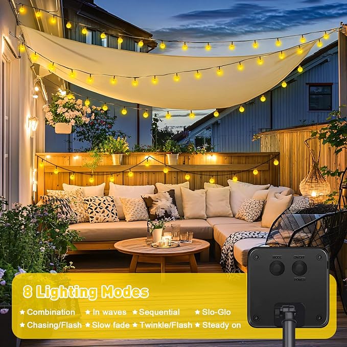 JMEXSUSS Solar String Lights Outdoor Waterproof, Solar Christmas Lights for Garden Patio Yard Tree Party Christmas Decorations, Crystal Globe