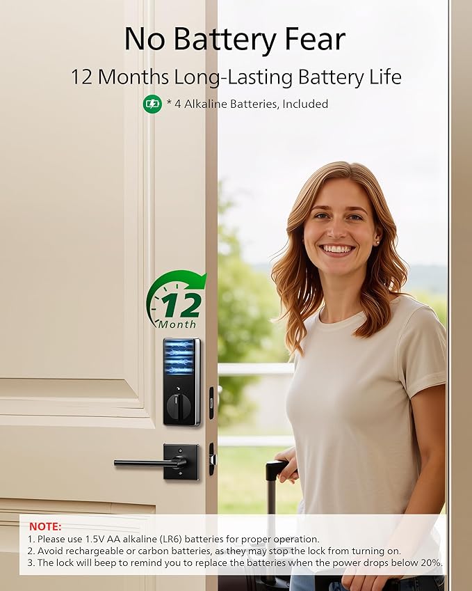 Philips Fingerprint Electronic Door Lock, Keyless Entry Door Lock with Touchscreen, Long-Last Battery Life, Auto-Lock, One-Time Code, One-Touch Locking, Satin Nickel