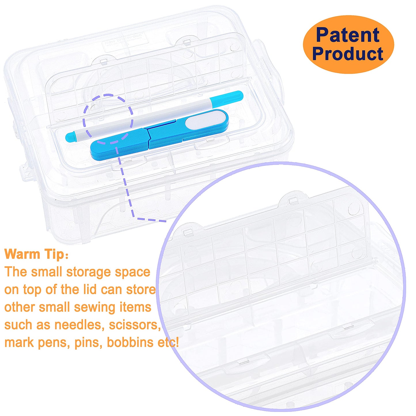 New brothread 4 Layers Stackable Clear Storage Box/Organizer for Holding 80 Spools Home Embroidery & Sewing Thread (Spool Size Requirement: Height≤2.2"/5.6CM; Width≤1.69""/4.3CM)"