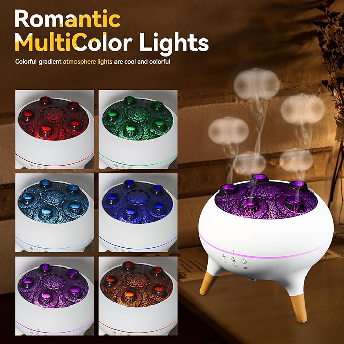 Dynamic Jellyfish Humidifier, 7 Color-Changing LED Lights, 2 Modes Fire Mist Waterless Auto Shut Off Aromatherapy Diffuser, Remote Control Humidifier for Bedroom, Office, Yoga, Gifts