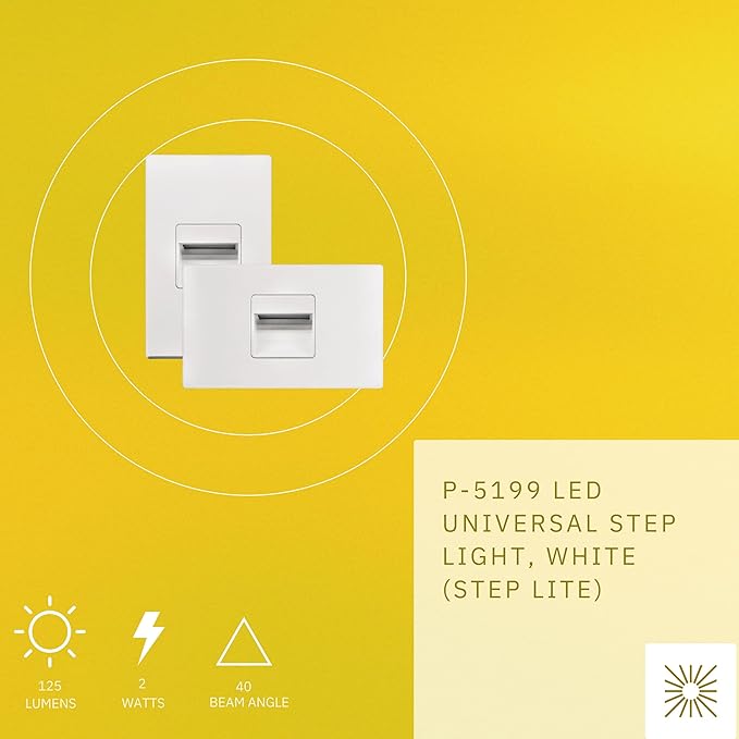 2W LED Universal (Vertical-Horizontal) Step Lights, White Finish, 120V LED Stair Lights Indoor and Outdoor, 125 Lumens, CRI 90+, Wet Location IP-65, IC Rated, ETL Listed, Super White 5000k