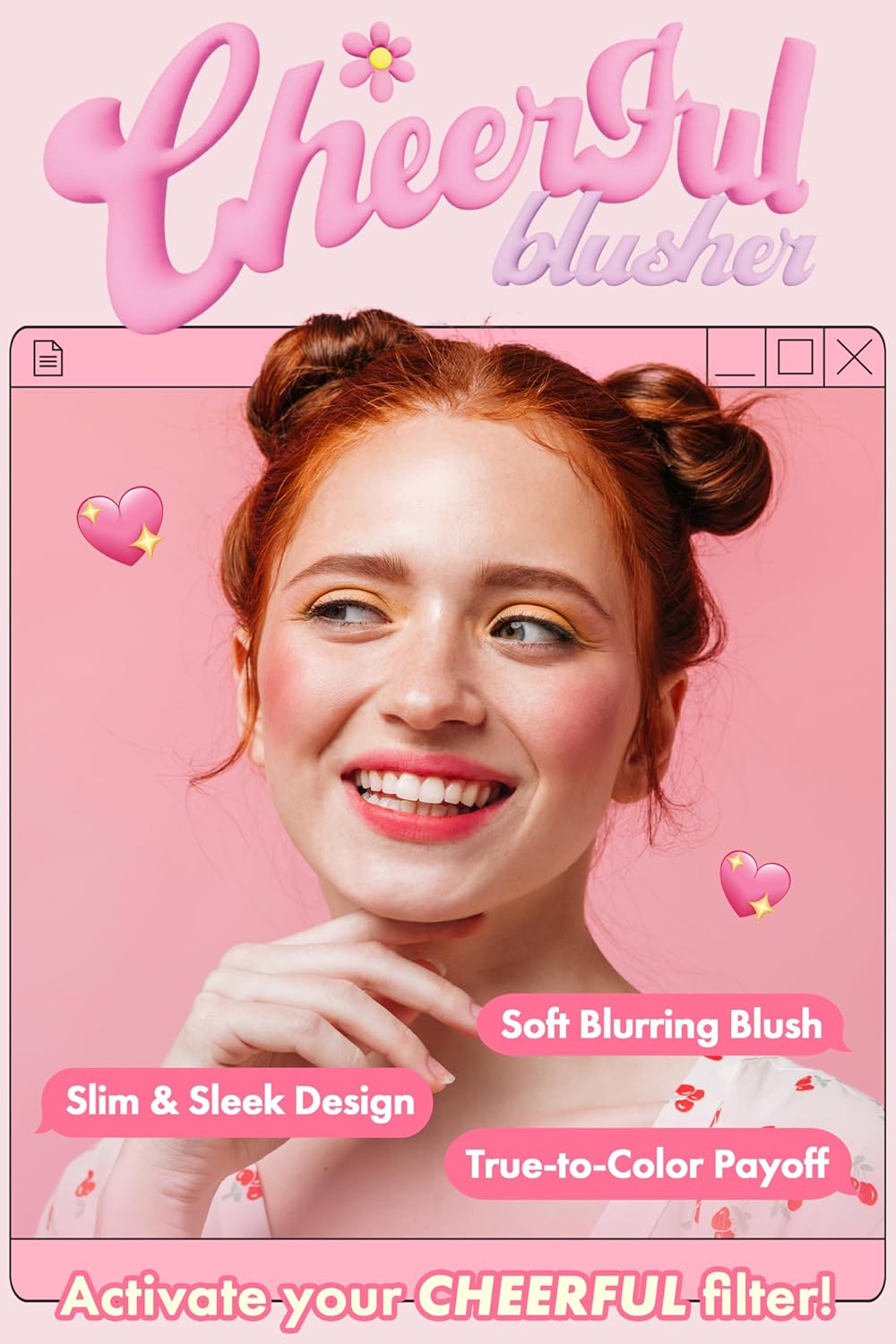 Cheerful Blusher | Yellow Orange Blush for Cheeks Powder Makeup | Korean Makeup Creamy Blush Powder | Fine Pigmented Blush | Powder Compact Make Up Blush 0.14 Oz. (03 Mangoful)