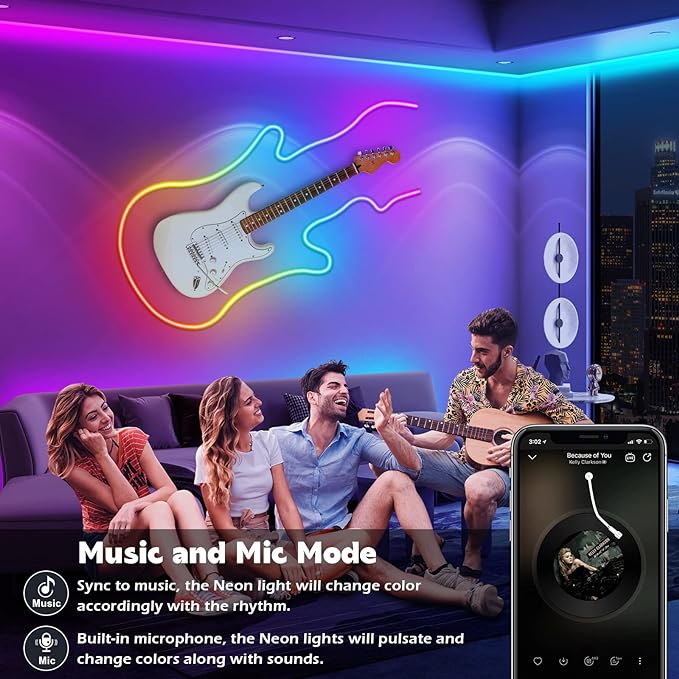 AILBTON 16.4Ft Neon Rope Lights,Flexible Led Rope Lights Control with App/Remote,Multiple Modes Rope Lights,IP65 Outdoor RGB Led Neons Lights,Music Sync Gaming Led Neon Light Strip for Bedroom Decor