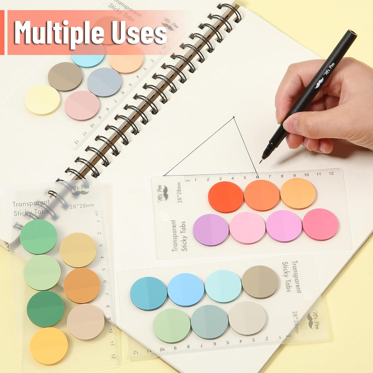 Mr. Pen- Transparent Sticky Note Set, 1120Sheets, Colorful, Round Transparent Sticky Notes Set
