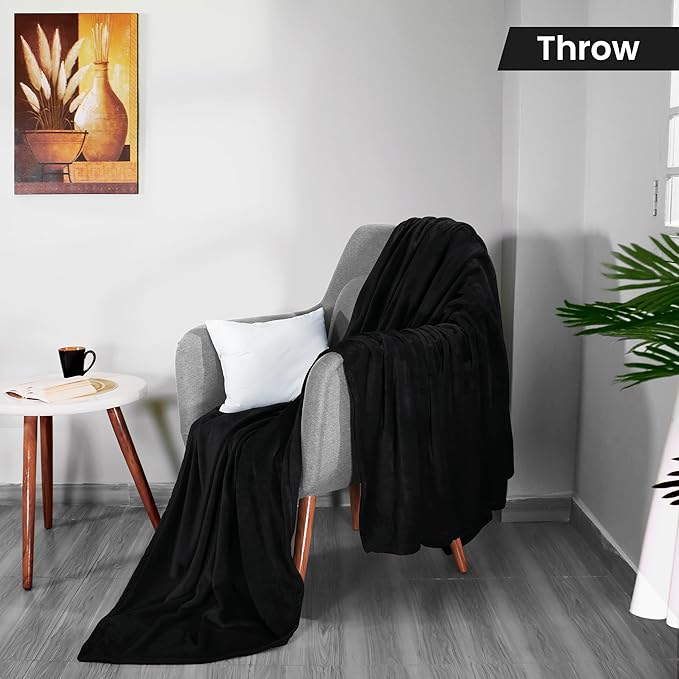 Utopia Bedding Fleece Blanket Throw Size Black 300 GSM Luxury Anti-Static Fuzzy Soft Microfiber Blanket for Couch, Sofa and Bed (60x50 Inch)