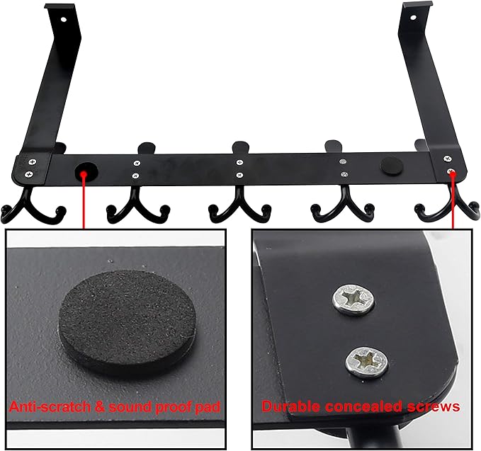 SKOLOO Over The Door Hook - for Doors up to 1-3/4'' Thickness, Metal Door Hanger with 5 Triple Hooks, Copper Red Over The Door Hanger for Coats, Hats, Towels, Assembly Required
