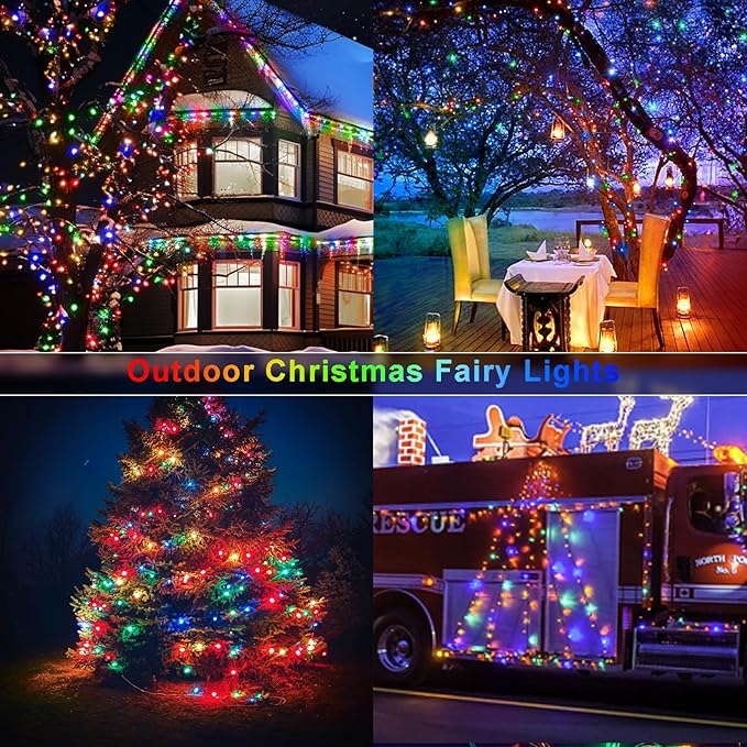 132 FT 400 LED Fairy Lights Plug in Christmas String Lights Outdoor Waterproof Twinkle Lights with Timer 8 Modes Memory for Holiday Wedding Party Tree Wall Bedroom Garden Decorations-Multicolored
