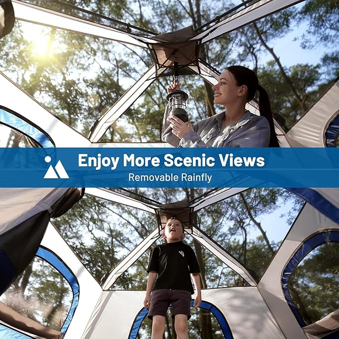 3/4 Person/6 Person Camping Tent Fast Cabin Tent with Instant Setup Tent, Weatherproof Tent Easy Quick Set Up & Pop Up in 60 Seconds with Rainfly Backpack for Family Camping,Upgraded Ventilation
