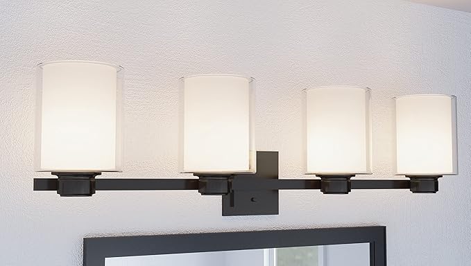 Design House 556167-BLK Oslo Vanity Light Fixture Matte Black, 4-Light