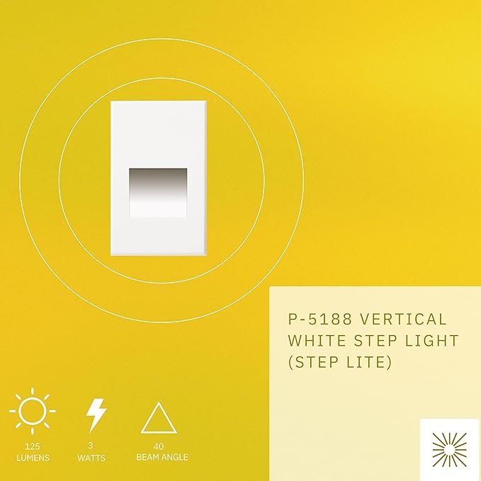 3W LED Vertical Step Lights, White Finish, 120V Dimmable LED Stair Lights Indoor and Outdoor, 125 Lumens, CRI 90+, IP-65 IC Rated, ETL Listed, Super White 5000k