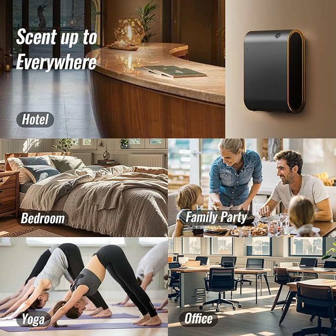 Smart Scent Air Machine for Home, Bluetooth Waterless Essential Oil Diffuser with Cold Air Tech 350ML, 1500 sq. ft Coverage Scent Diffuser for Large Room, Office, Spa, Black