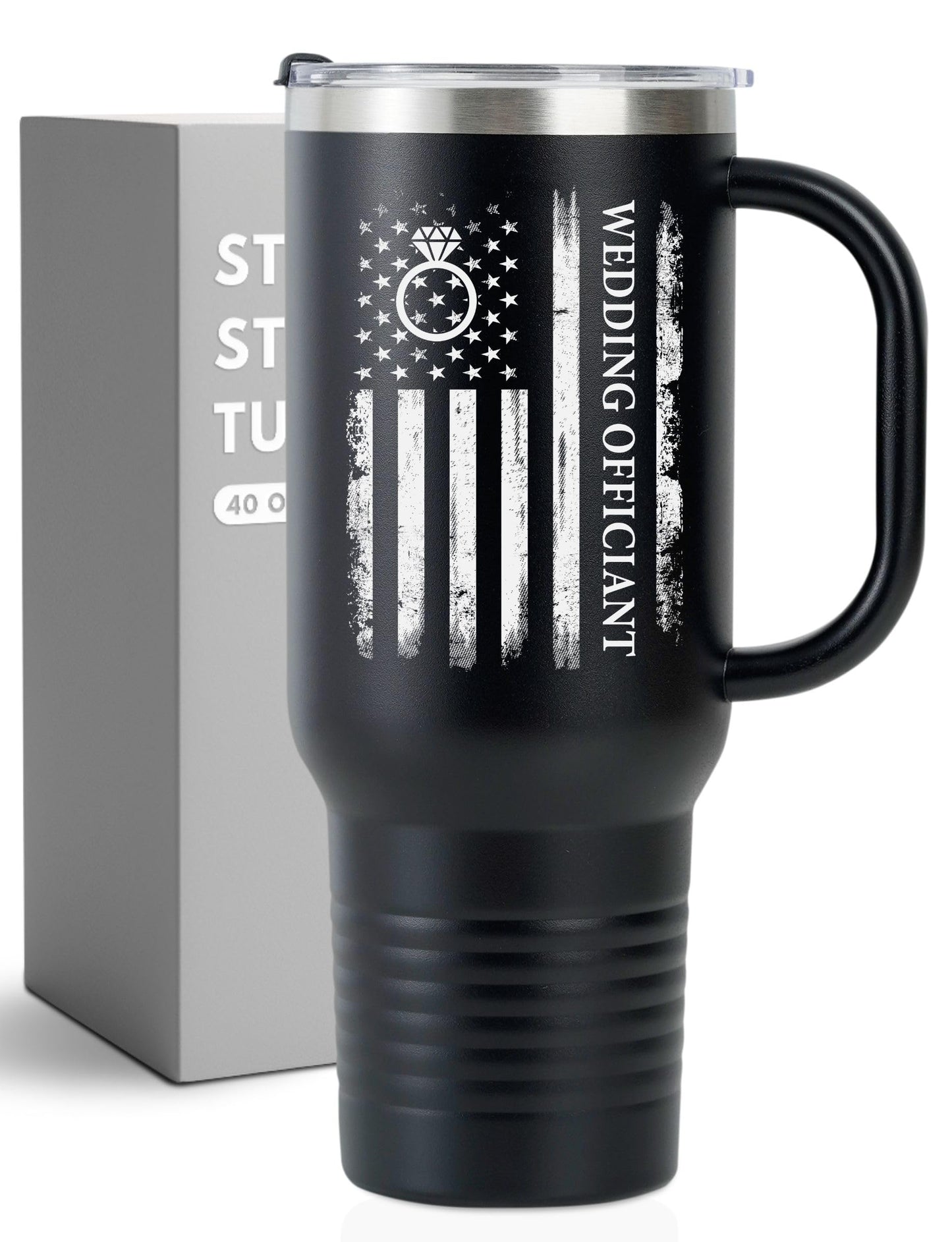 Onebttl Wedding Officiant Gifts 40oz Tumbler with Handle, Officiant Gift from Bride and Groom, Stainless Steel Insulated Tumbler with Lid Straw, OFFI-40MUG-01-FLAG