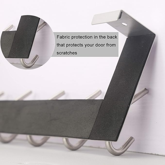 WEBI Over The Door Hook Door Hanger:Over The Door Towel Rack with 6 Coat Hooks for Hanging,Towel Hanger Door Coat Hanger Over Door Coat Rack for Towels,Clothes,Back of Bathroom,Silver,2 Packs