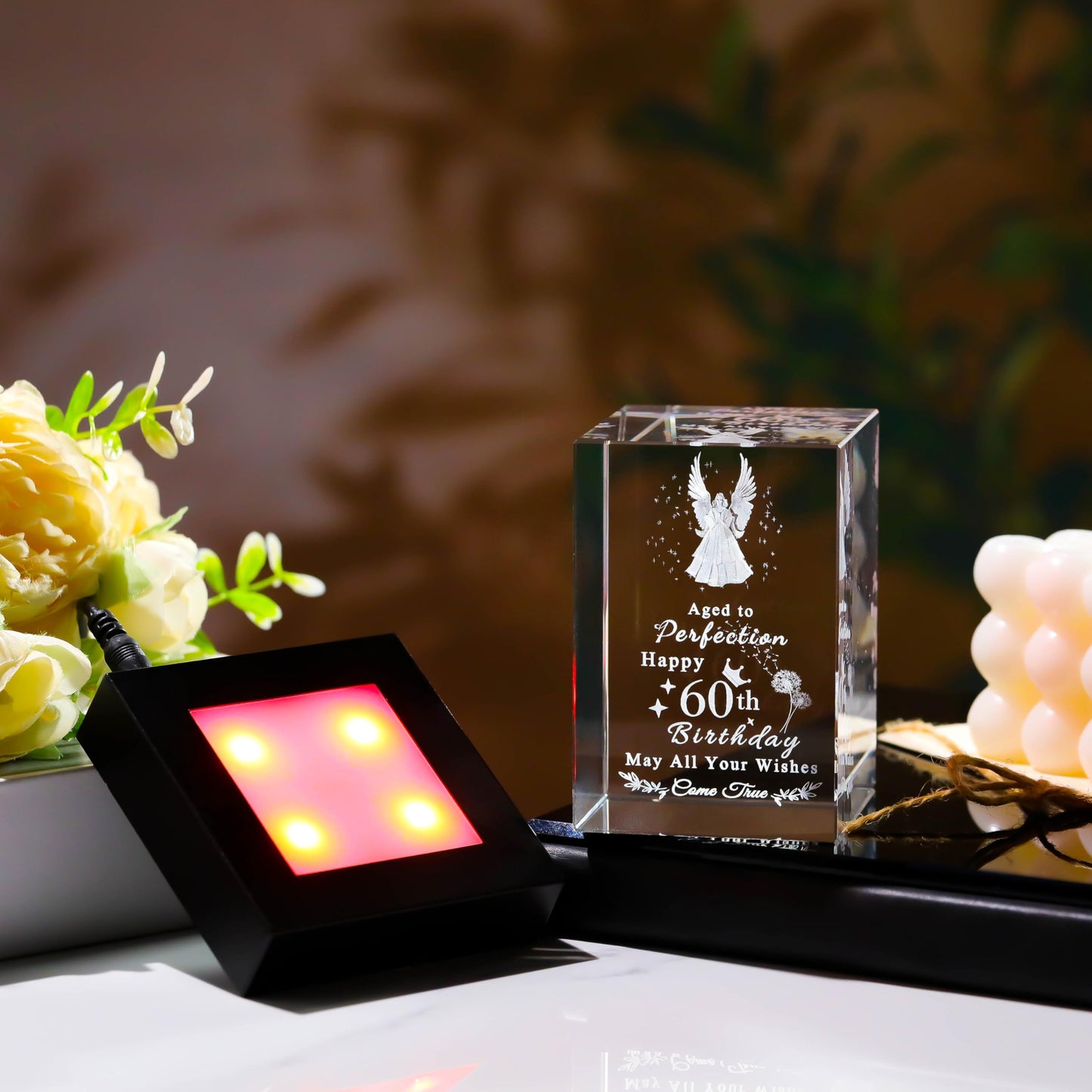 Qianwei 60th Birthday Gifts for Women Men - 3D Guardian Angel Gifts Personalized 1964 60 Year Old Birthday Present for Her Him - Happy 60th Birthday Gifts Ideas for Mom Dad Unique