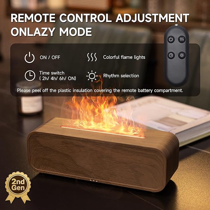 Sound Reactive Flame Air Diffuser Humidifier,7 Colors Aromatherapy Essential Oil Diffuser,Ultrasonic Aroma Humidifier with Timer for Home,Bedroom,Office,Yoga