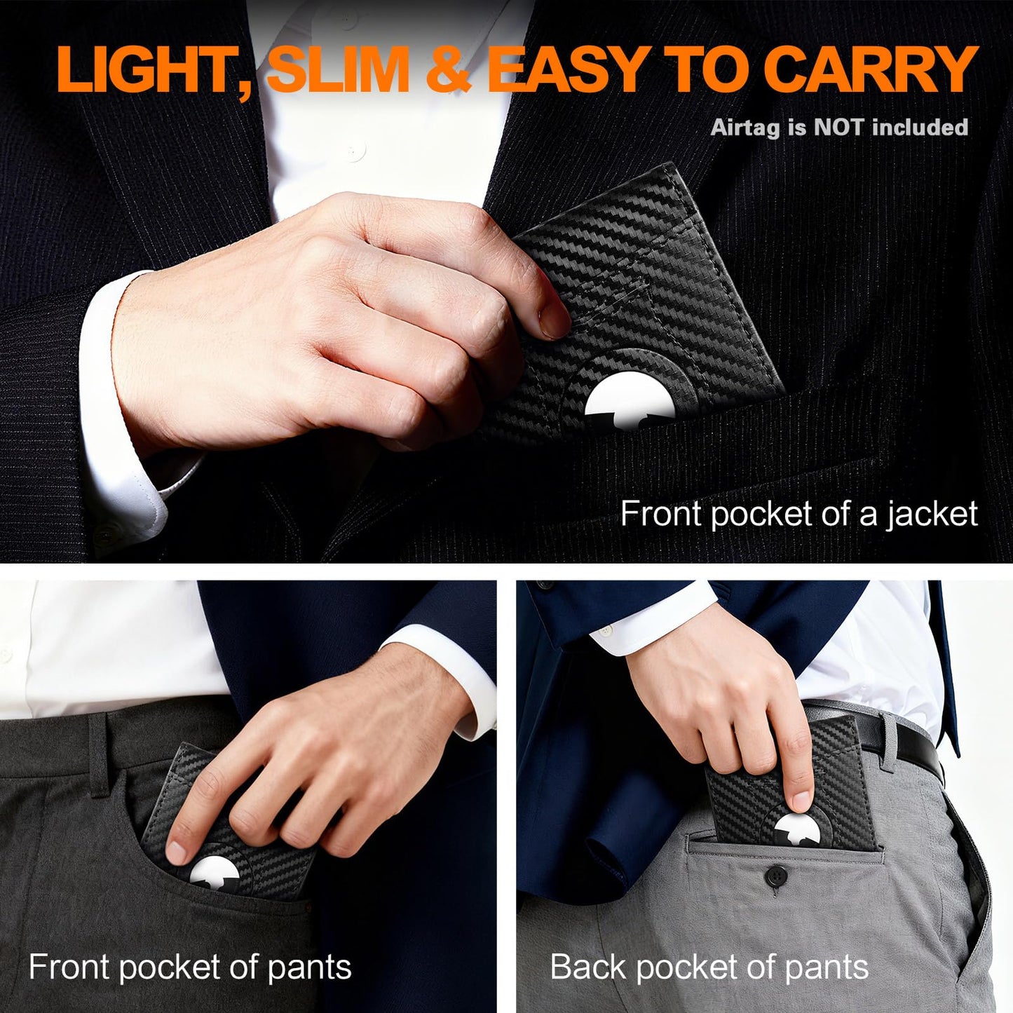 Wallet for Men Slim RFID Blocking Bifold Carbon Fiber,Minimalist Small Compact Front Pocket Credit Card Holder,Thin Mens Leather Wallets Smart Security With 2 ID Windows 1 Cash,Birthday Gifts for Men