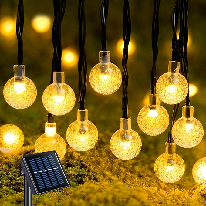 JMEXSUSS Solar String Lights Outdoor Waterproof, Solar Christmas Lights for Garden Patio Yard Tree Party Christmas Decorations, Crystal Globe