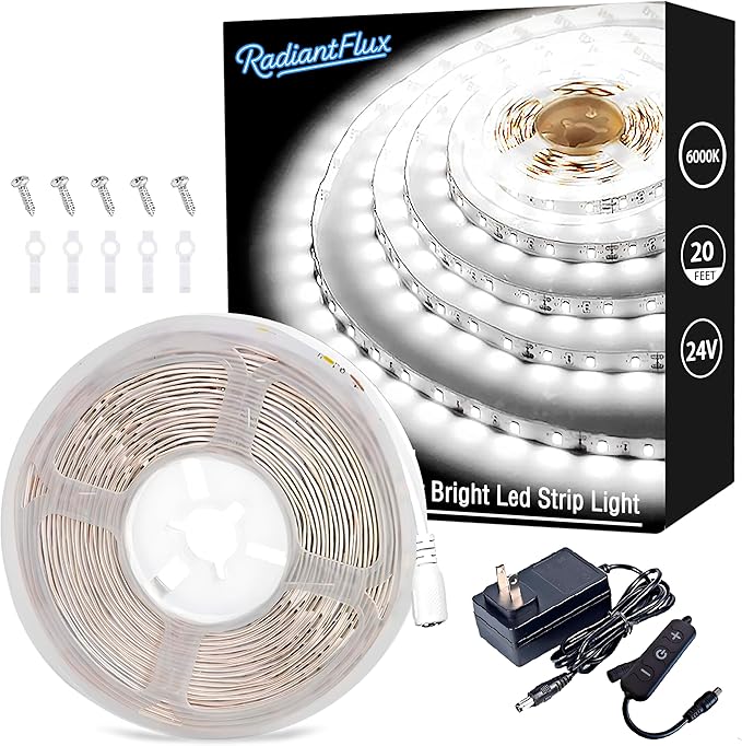 20ft/6M Led Vanity Mirror Lights Kit Vanity Make-up Mirror Full Length Mirror Cloakroom Adjustable Flexible Strip Light Table Set with Dimmer & Power Supply Mirror Decor Mirror Not Included