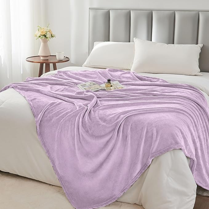 BEDELITE Fleece Blankets Queen Size Lilac Throw Blankets for Bed, Luxury Plush Cozy Fuzzy Blanket 90x90 inches, Super Soft Warm Lightweight Throw Blanket All Seasons Suitable