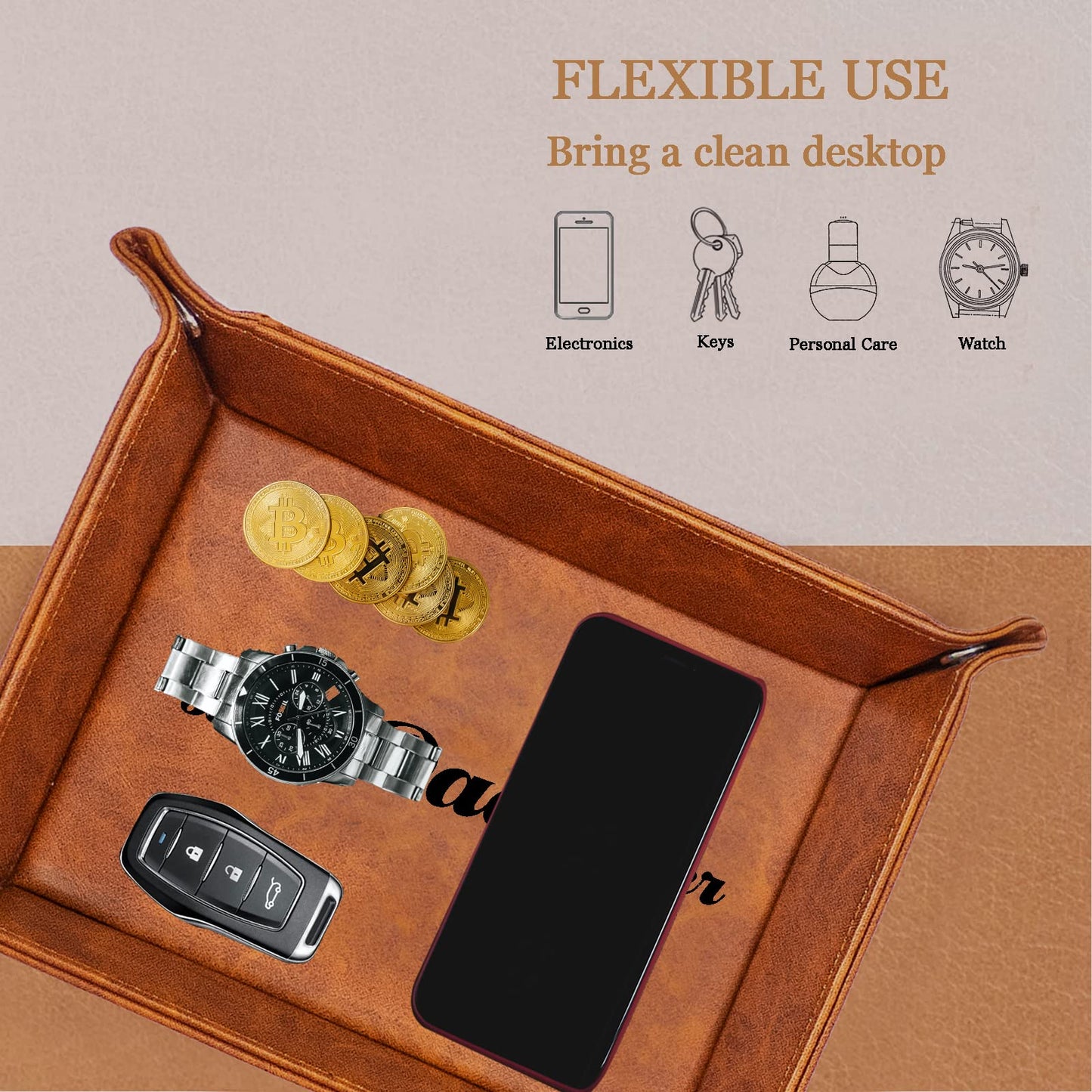 Best Brother Ever Gifts for Brother from Sister,Unique Birthday Gifts for Brother, Men PU Leather Valet Tray and Keychain