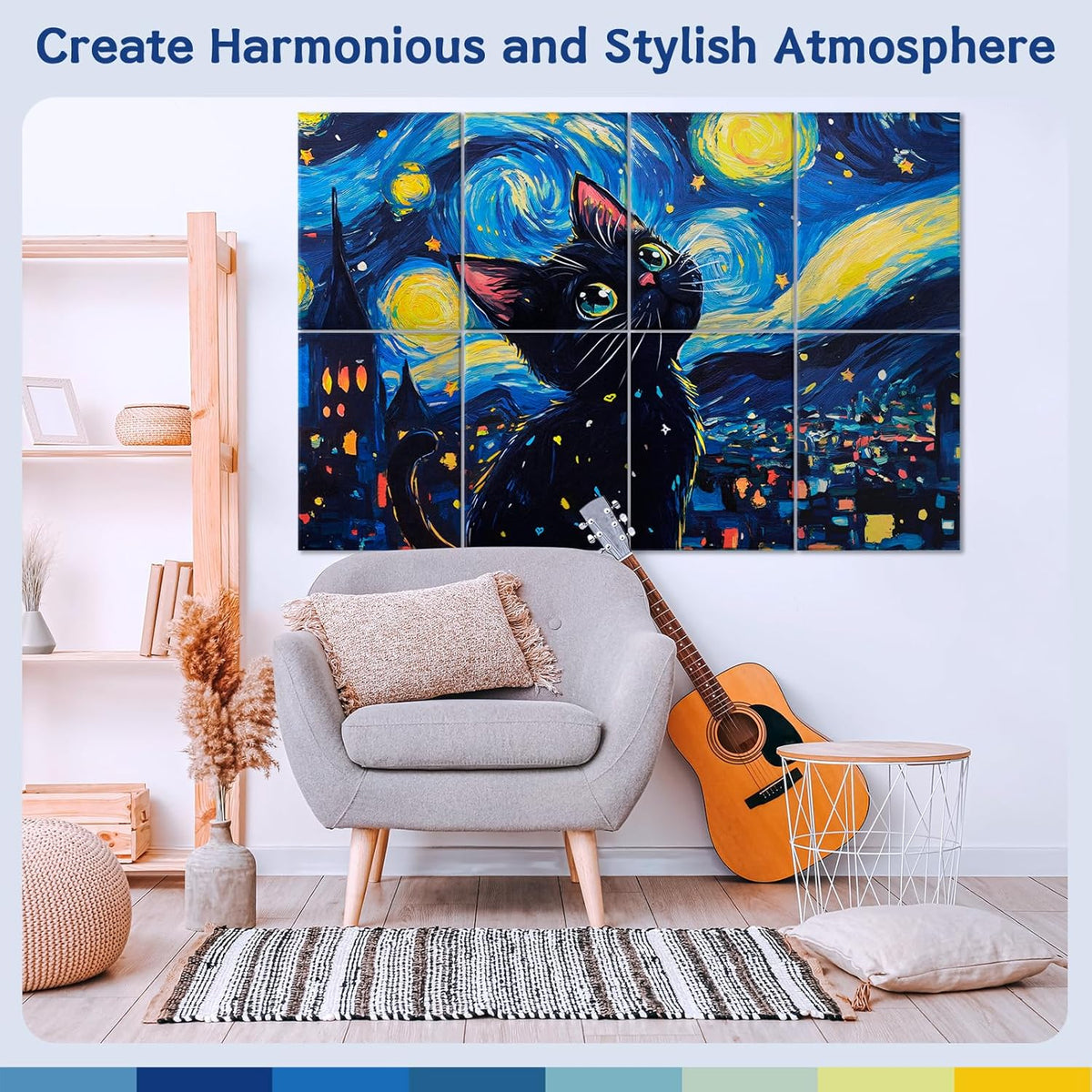 8 Pack Art Acoustic Panels, 48"x32"Sound Proof Panels for Walls, Acoustic Panels Sound Absorbing with Self Adhesive, Sound Panels Noise Reducing for Home, Sound Dampening Panels(Oil Painting)