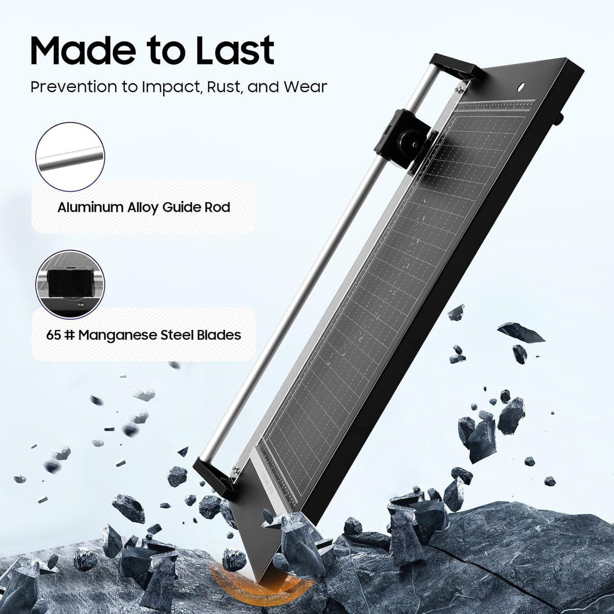 24" Professional Rotary Trimmer, Paper Cutter with Positioning Ruler & 2 Blades, 0-60° Angle Scale for Photo Sticker Shops, Offices