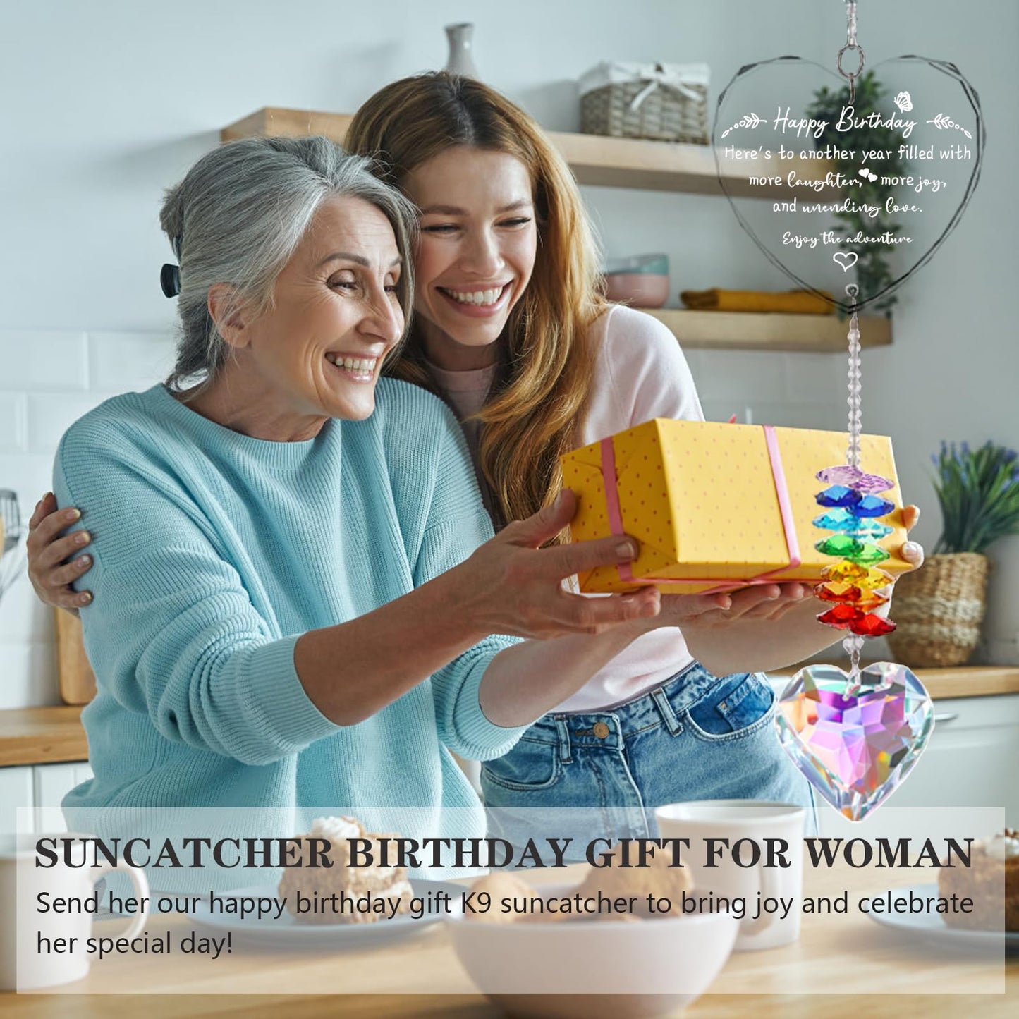 Birthday Gifts for Women, K9 Crystal Suncatcher Birthday Gifts for Friend Sister Mom