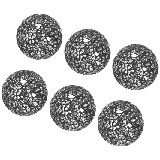 M METERXITY 6-Pack Decorative Ball for Bowls, 2.4 Inch Mosaic Glass Balls Decorative Glass Orbs for Home Decor/Dining Tables/Wedding Party/Coffee Table/Centerpiece Decor [Black]