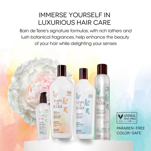 Bain de Terre Strengthening Shampoo and Conditioner Set & Shine Serum | Keratin Phyto-Protein | Strengthens Weak & Fragile Hair | Paraben Free | Color-Safe | 13.5 Fl Oz