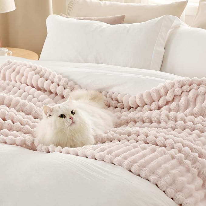 Bedsure GentleSoft Crystal Pink Fleece Blanket for Couch - Cozy Soft Blankets for Women, Cute Small Throws for Girls, 60x80 Inches