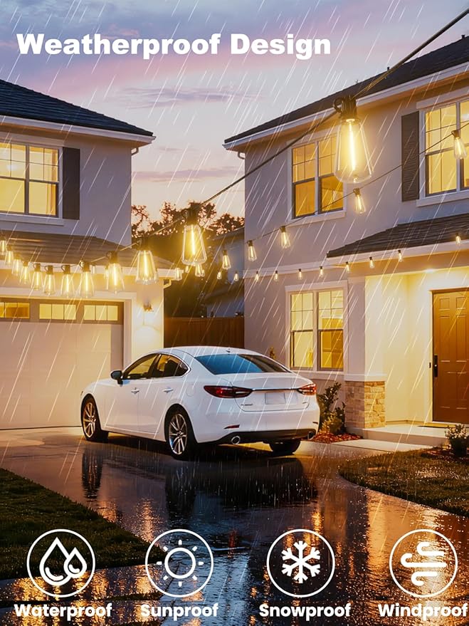 Svater Outdoor String Lights 300 FT, LED Patio Lights Outside with 156 Shatterproof G40 Bulbs, Dimmable Hanging Globe Lighting for Bistro Backyard Cafe Market Porch