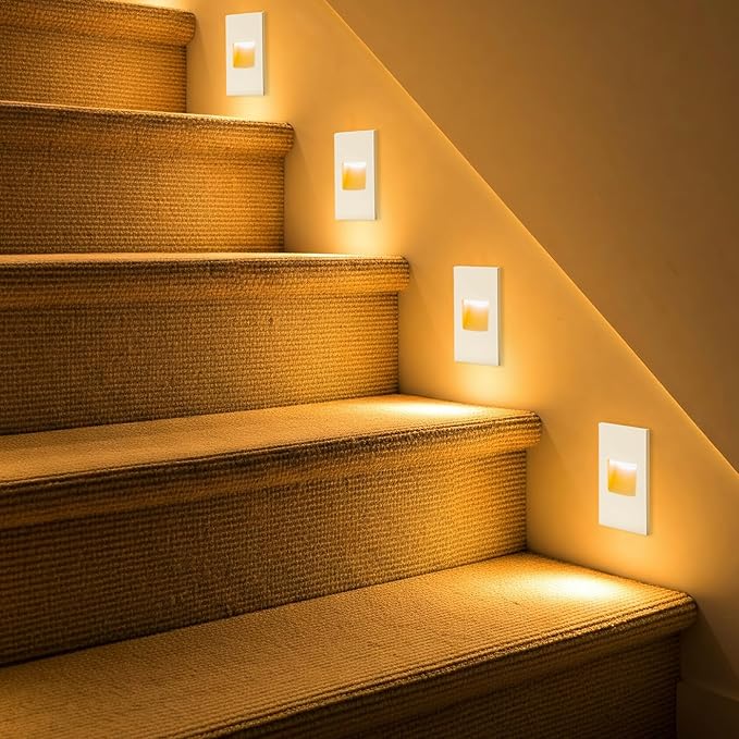 FTL Outdoor Step Lights LED Indoor Stair Lights, 3000K/4000K/5000K Color Changing Outdoor Deck Stair Light, 3.5W 150LM 12V Low Voltage Light for Steps Vertical, Waterproof White Aluminum 4-Pack