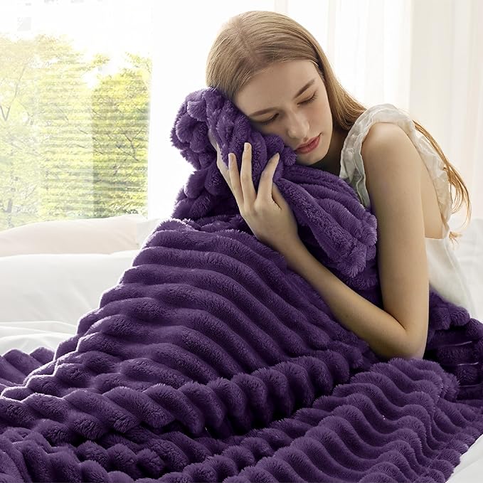 Bedsure GentleSoft Purple Fleece Blanket for Couch - Cozy Soft Blankets for Women, Cute Small Throws for Girls, 60x80 Inches