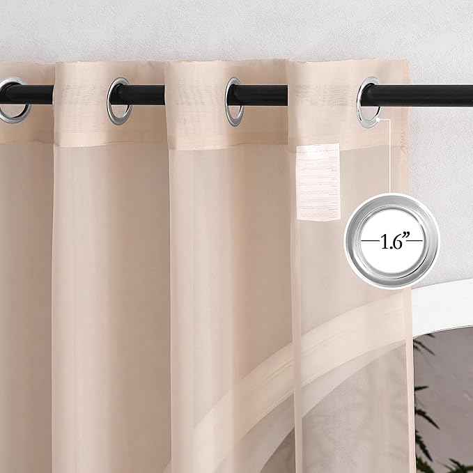 NICETOWN Taupe Sheer Curtains 72 inches Long, Grommet Light Filtering Window Treatments Airy & Breathable Soft Drapes for Bedroom/Home Office, W54 x L72, 2 Panels