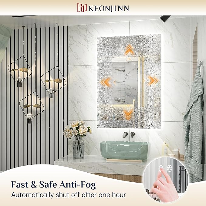 Keonjinn LED Backlit Mirror 72” x 35.9” Oversized Lighted Bathroom Mirror with UL Listed LED Driver, Large Stepless Dimmable Wall Mirror, Tempered Glass, CRI90+ Anti Fog Vanity Mirror with Backlights
