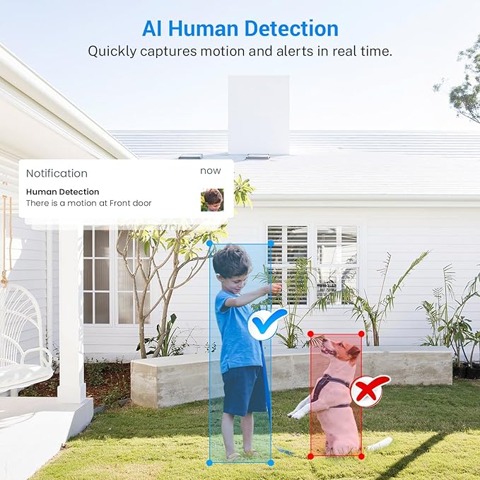 1080p Wireless Video Doorbell Camera, Smart Outdoor Surveillance Cam, Live View, Cloud Storage, AI Human Detection, Instant Alerts, Night Vision, Two Way Audio, 2.4G WiFi Only