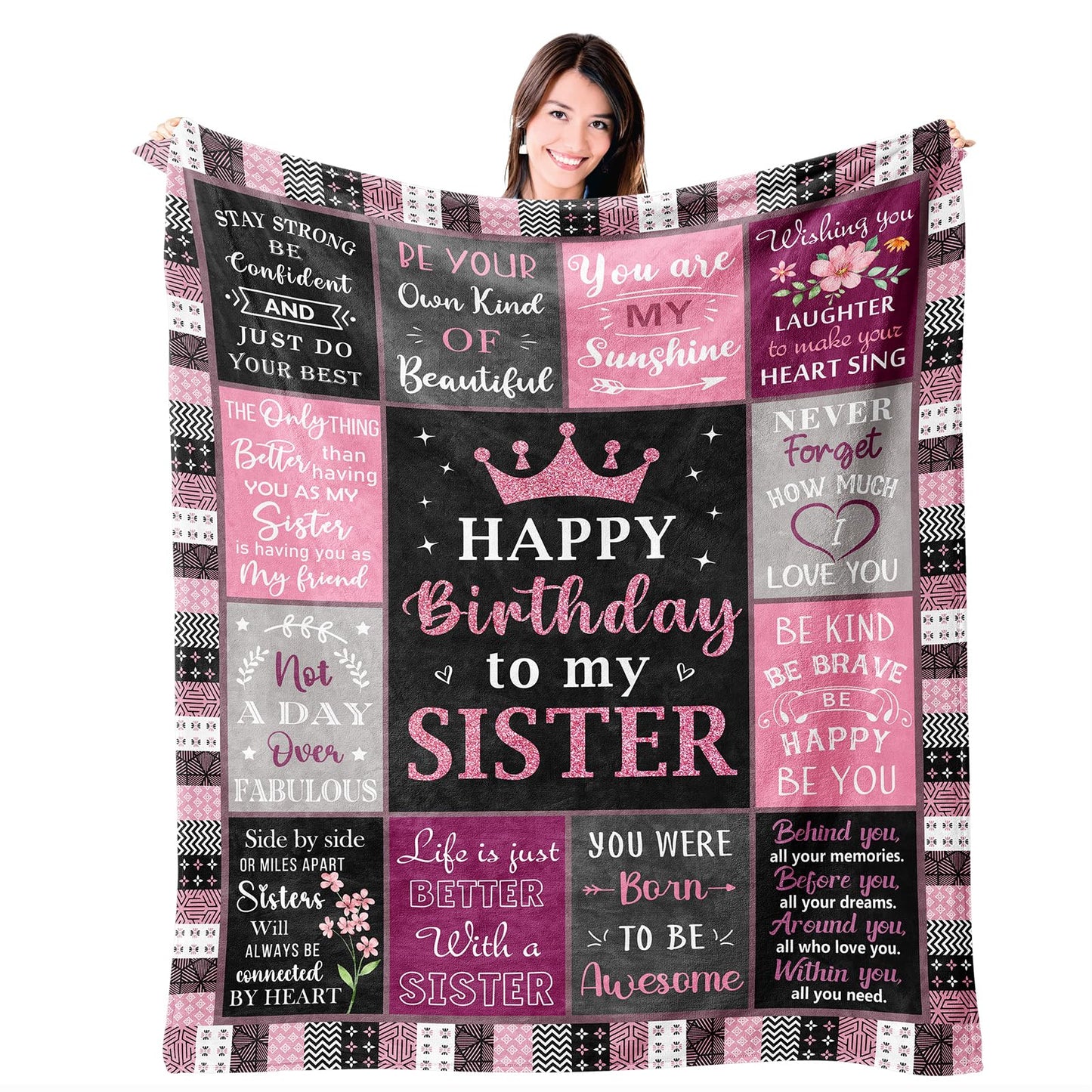 Mosslink Sister Birthday Gifts from Brother, Birthday Gifts for Sister Adult Throw Blanket 60"x50"