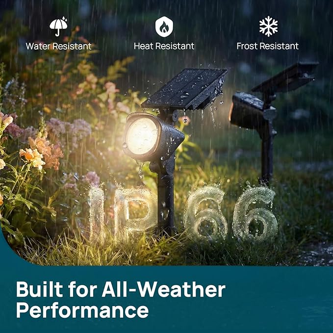 Linkind Smart Solar Lights Outdoor Waterproof SL6C, Dual-Ring Solar & USB Charging Solar Spotlights Outdoor Waterproof IP66, Color Changing Spot Light for Yard, Tree, Landscape, House, 1 Pack