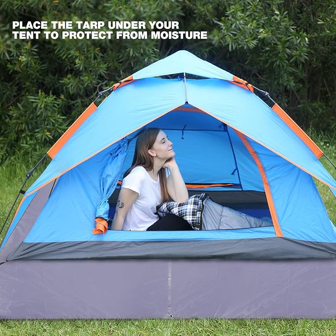 REDCAMP Waterproof Camping Tent Tarp - 95" x116'', 4 in 1 Multifunctional Tent Footprint for Camping, Hiking and Survival Gear, Lightweight and Compact