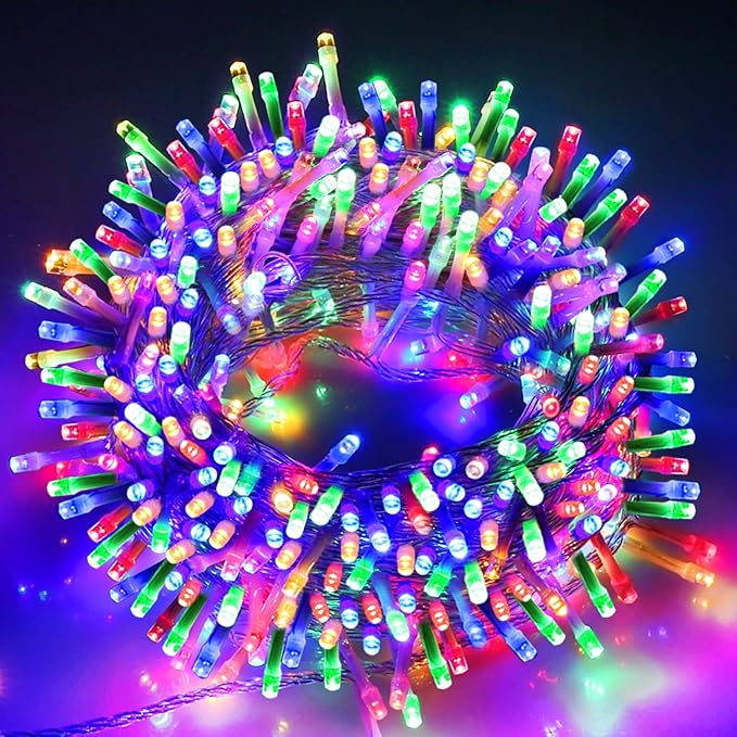 Christmas String Lights, 33FT 100 LEDs Chritsmas Tree Lights Indoor String Lights 8 Modes with End-to-End Plug Fairy Lights Decoration for Indoor Outdoor, Multicolor (Clear Wire)